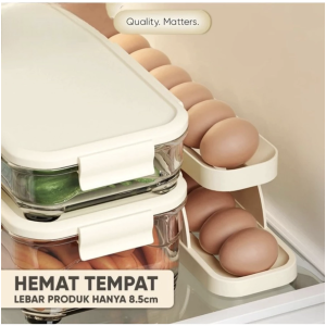 Rak Telur 2 Tingkat Egg Tray Storage | Tempat Penyimpanan Telur Otomatis Isi 15 | Egg Organizer