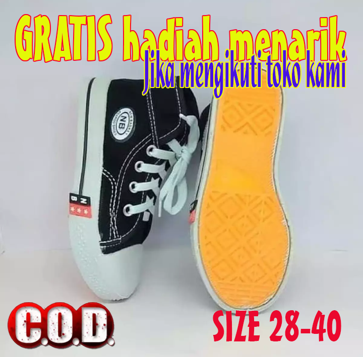 SEPATU NB TINGGI BERTALI/SEPATU HITAM PUTIH/SEPATU SEKOLAH/SEPATU SD/SMP/SMA