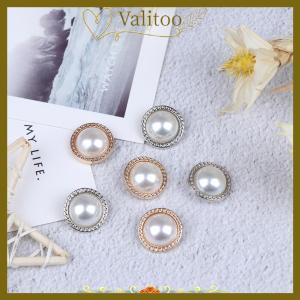 [Valitoo] 10pcs ngọc trai Kim Loại Shank nút cho may scrapbooking DIY Craft trang trí