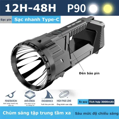 Đèn Pin năng lượng mặt trờiĐèn cầm tay đa năng có đèn bên chống nước nhiều chế độ chiếu sáng Sạc năng lượng mặt trời