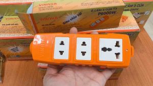 Ổ cắm 3 lổ đa năng VINAKA chống cháy chịu nhiệt cao và chống va đập mạnh  sử dụng được các thiết bị công suất cao lên đến 6000w lò vi sóng máy hàn máy cắt cỡ lớn các loại vv