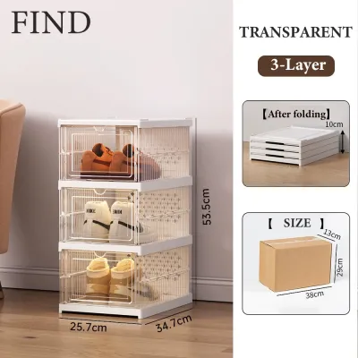 FIND Foldable Shoe Box 6 Layer Folding Cabinet Storage Shoe Rack Storage Box Shelf Free Installation