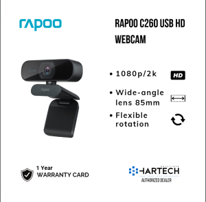 Rapoo C260 HD Web Camera 1080P With Microphone Webcam For Laptop CMOS 2 Megapixels Rotate Freely USB Interface