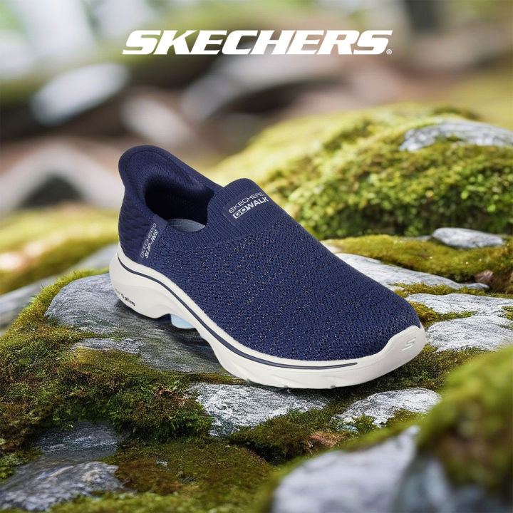(Lazada Exclusive) Skechers สเก็ตเชอร์ส รองเท้าผู้หญิง Women Slip-Ins GOwalk 7 Springtime Shoes - 125219-NVY Air-Cooled Memory Foam Dual-Density, Hyper Pillar Technology, Machine Washable, Ortholite, Slip-Ins, Ultra Go, Vegan