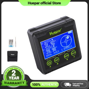 Huepar Precision Digital Inclinometer Electron Goniometers 0-360 Degree Magnetic Base Digital Protractor Angle Finder Bevel Box with Audible Alert AG03