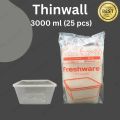 Thinwall 3000 ml Kotak Makan Anti Panas 25 pcs Tutup Lunch Box Frozen. 