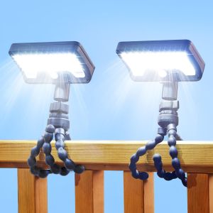 2PCS 92 LED Solar Octopus Light Outdoor with Motion Sensor Octopus Stand Adjustable Angle USB & Solar Powered Optical Diffuser Lens 3 Modes IP65 Waterproof Fence Lights for Garden Gate
