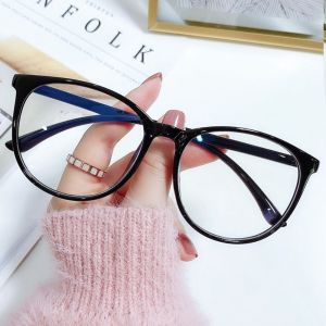 ENCOUNT Plane Mirror Anti Blue Light Glasses Transparent Round Eyewear Decorative Without Degree Optical Spectacle Eyeglass Women Men