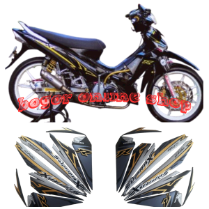 Stiker Striping Lis Motor Supra x 125 fi injeksi 2018 full hitam-gold Standar
