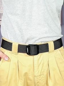 Nylon Canvas Tactical Belt with 8-Shape Buckle Durable Multi-Purpose Belt for Outdoor Activities