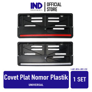 Cover-Dudukan Plat Nomor-Nomer-No Depan-Belakang Plastik List-Lis Merah-Putih Honda-Yamaha-Suzuki-Kawasaki Universal 1 Set-2 Pcs
