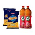 2 x Piattos Cheese Flavored Potato Crisps 83g and 2 x C2 Litro Apple Green Tea 1L. 