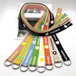 Ladateens Shop - E817 เข็มขัดผ้าแคนวาสพิมพ์ลายดอกเดสี 8 สี