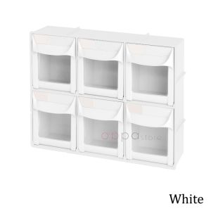 MUMU Style Desktop 6 Bins Modular Tip-Out Bins Interlocking Stackable Box Flip Out Tilt Bin Dental Storage Organizer