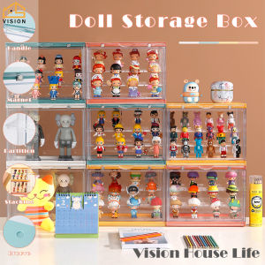 Vision Acrylic Toy Doll Storage Box Magnetic Absorption Display Box Transparent Pop Mart Display Rack Dust-proof Display Cabinet