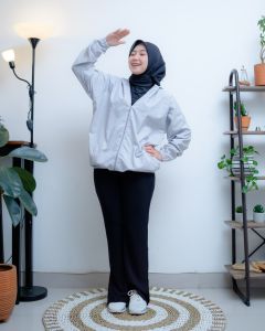 Jaket Olahraga Parasut Polos Pria/Wanita Sauna Suit Jogging Lari Bersepeda Gym Fitnes Senam