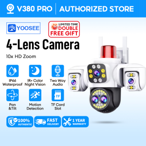 AVIDUS YOOSEE Y60 4 Lens 3 Screens CCTV Camera Wifi/4G 9MP 10x zoom 360° Home safe IP Camera Outdoor Waterproof Two-way voice 360 Panoramic No Blind Spots Smart Wifi CCTV Connect to Cellphone PTZ Security Camera Wireless Home Protection IP Cam Auto Human