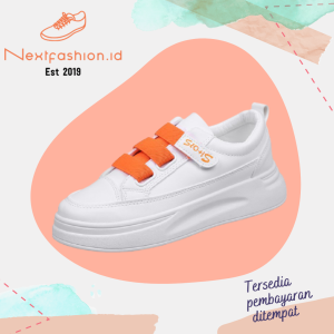 Sepatu Sneakers Kanvas Wanita Kasual Sport Shoes Warna Orange Abu Hijau Nextfashion 210