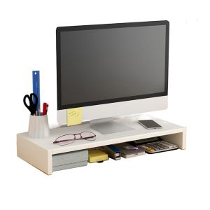 REGISTR Eyesight Protection Wood Computer Stand Easy Assemble Stable Base Elevated Computer Holder Multifunctional Large Load Bearing Keyboard Storage Shelf Home