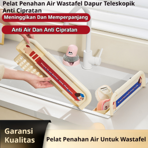 Papan Penahan Air Dapat Diperpanjang Untuk Wastafel Dapur Rak Penahan Cipratan Air Tempat Cuci Piring Rumah Rak Penyimpanan Lap Dan Keranjang Tirisan Serbaguna Untuk Meja Dapur