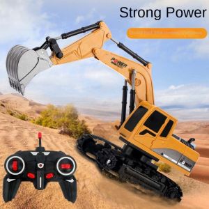 Remote Control Truck Tractor Construction Metal Excavator Crane Vehicles Toys Alloy version remote control excavator 6 channel excavator engineering toy