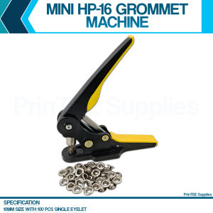 PrinTEE - Mini HP-16 Grommet Machine 10mm with 100pcs Eyelet | Manual Eyelet Press Punch Tool