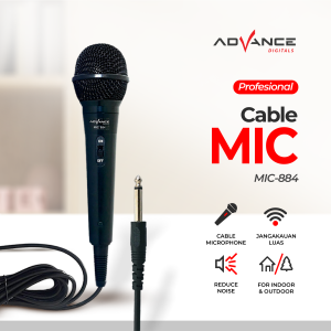 Advance MIC-884 Karaoke Profesional Dynamic Microphone Mic Kabel Jack Besar 65MM Garansi 1 Tahun