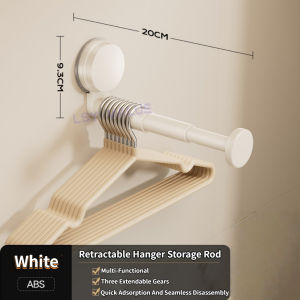 [SG Stock]Suction cup escopic hanger No punching towel rack Detachable hanger Multifunctional towel rack Bathroom towel storage rack