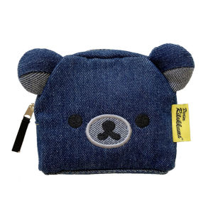 Rilakkuma Denim Coin Purse Cute Wallet Anime Bear Face Coin Pouch Case Kawaii Small Storage Bag2026