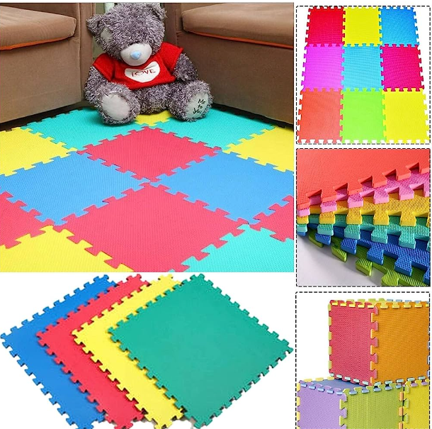 Puzzle Mat Babies Play Floor Puzzle Mat Room Rugs Colorful Plain Mat 