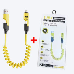 Data Cable Retractable Connection Cable Data Transfer Multi-device Support Multifunction Four-in-one