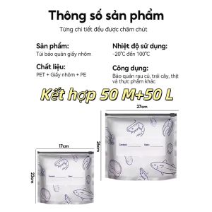 Combo 100 túi zíp bạc trữ thực phẩm đa năng nóng lạnh/Túi Zip Bạc Bảo Quản Thực Phẩm