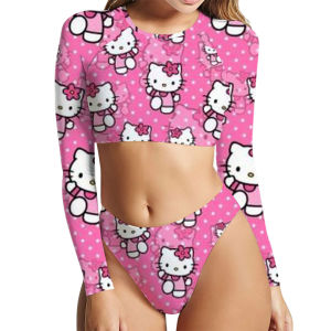 New European and American Hot 3D Digital Printing KT Cat Summer Womens Split Bikini Swimsuit dropshipping ㏇L0514
