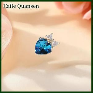 Caile Fashion Delicate Blue Heart Drop Bowknot Brooch Pin For Women Clothing Coat Accessories