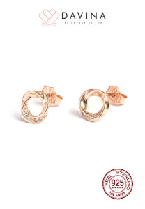 DAVINA Ladies Ezra Earrings Rose Gold Plated Sterling Silver 925 - Anting Wanita Perak S92