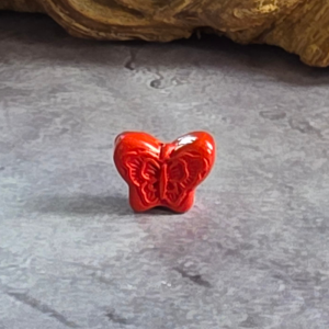 Cinnabar Butterfly Bead Charm Through-Hole DIY Jewelry Making Red Auspicious Chinese Style Bracelet Necklace Accessory - RRC