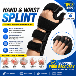 1PCS Resting Hand Splint Stroke Hand Therapy Equipment for Stroke Recovery Patients Carpal Tunnel Syndrome Arthritis Tendinitis Metacarpal Breaks