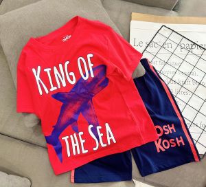 (25-42kg) đồ bộ bé trai tay ngắn quần đùi size đại -thun coton xuất xịn In Hoạt Hình Hot Trend (1055)