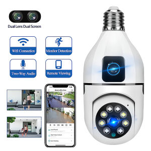 Bulb CCTV Camera WIFI Connect Cellphone 360 HD Dual Lens Surveillance Color Night Vision Two-Way Voice IP Security Cameras