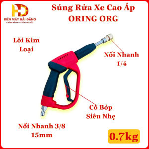Súng rửa xe cao áp ORING. Đầu vào nối nhanh 3/8 15mm. Đầu gắn béc 1.4 đồng.Lõi kim loại