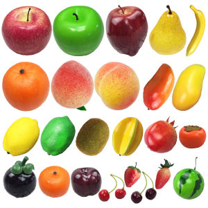 ของขวัญ Party อุปกรณ์ตกแต่งเดสก์ท็อปเครื่องประดับการถ่ายภาพ Props เหมือนจริงสีส้มพีชปลอมมะนาวแอปเปิ้ลปลอมผลไม้จำลอง