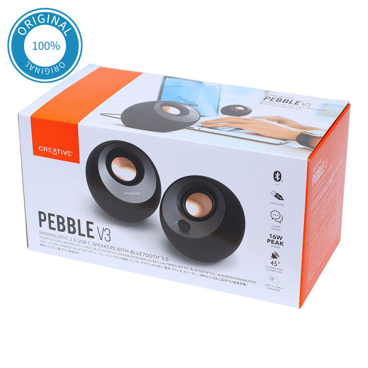 Creative Pebble V3 Computer Speakers 2.0 with 8W Power & Bluetooth 5.0,  White