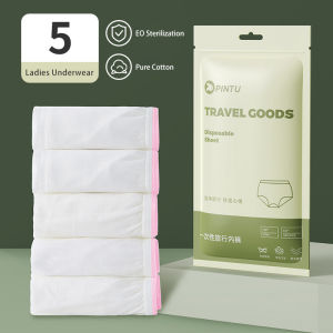 JustLiving 5Pcs/set Premium Disposable Cotton Panties Womens Pregnancy Postpartum Panties Seamless Panties Cotton Mens Breathable Panties - Hygienic/ Convenient/ Travel-Friendly
