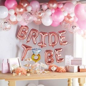 Bộ bong bóng trang trí tiệc chia tay độc thân màu Rosegold trắng ctdt28