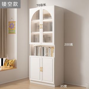 Bookcase Glass Door Bookshelf Combination Solid Wood Panel Living Room Floor Dustproof Storage Storage Cabinet