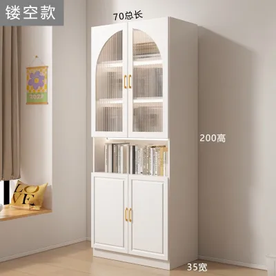 Urban Echo Glass Door Bookshelf Solid Wood Storage Cabinet