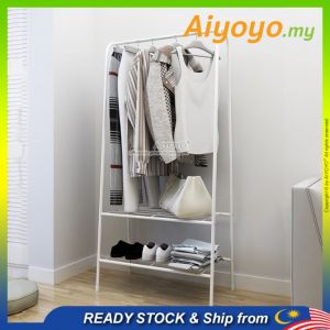 A-Shape Standing Clothes Hanger Cloth Organizer Rack Rak Baju Pakaian Gantung Baju Laundry Garment Drying Shelf Coats Shoe Wardrobe Closet Storage