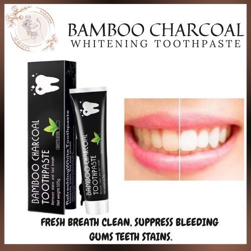 Bamboo Charcoal Teeth Whitening Black Toothpaste Whitener Tooth Paste. Making Your Teeth Sparkling White And Giving You a Fresh Mint Breath That Improves Your Public Confidence All-day Long.
