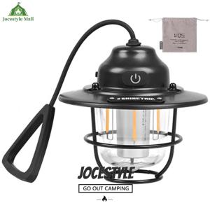 [Jocestyle Mall] Retro Hanging Tent Lamp 2700K/6500K Emergency Light Lantern IPX4 Waterproof LED Chandelier Light Stepless Dimming Type C Charging for Fishing Hiking