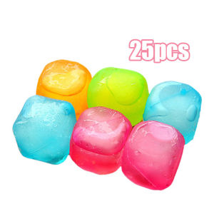 25pcs Reusable Plastic Square Ice Cubes Colorful Non-Melting Non-Diluting